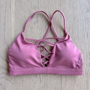 🆕 Mauve Strappy Front &amp; Back Sports Bra w/Removable Padding