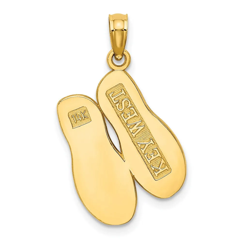 14K  3D Large KEY WEST Double Flip Flop Charm