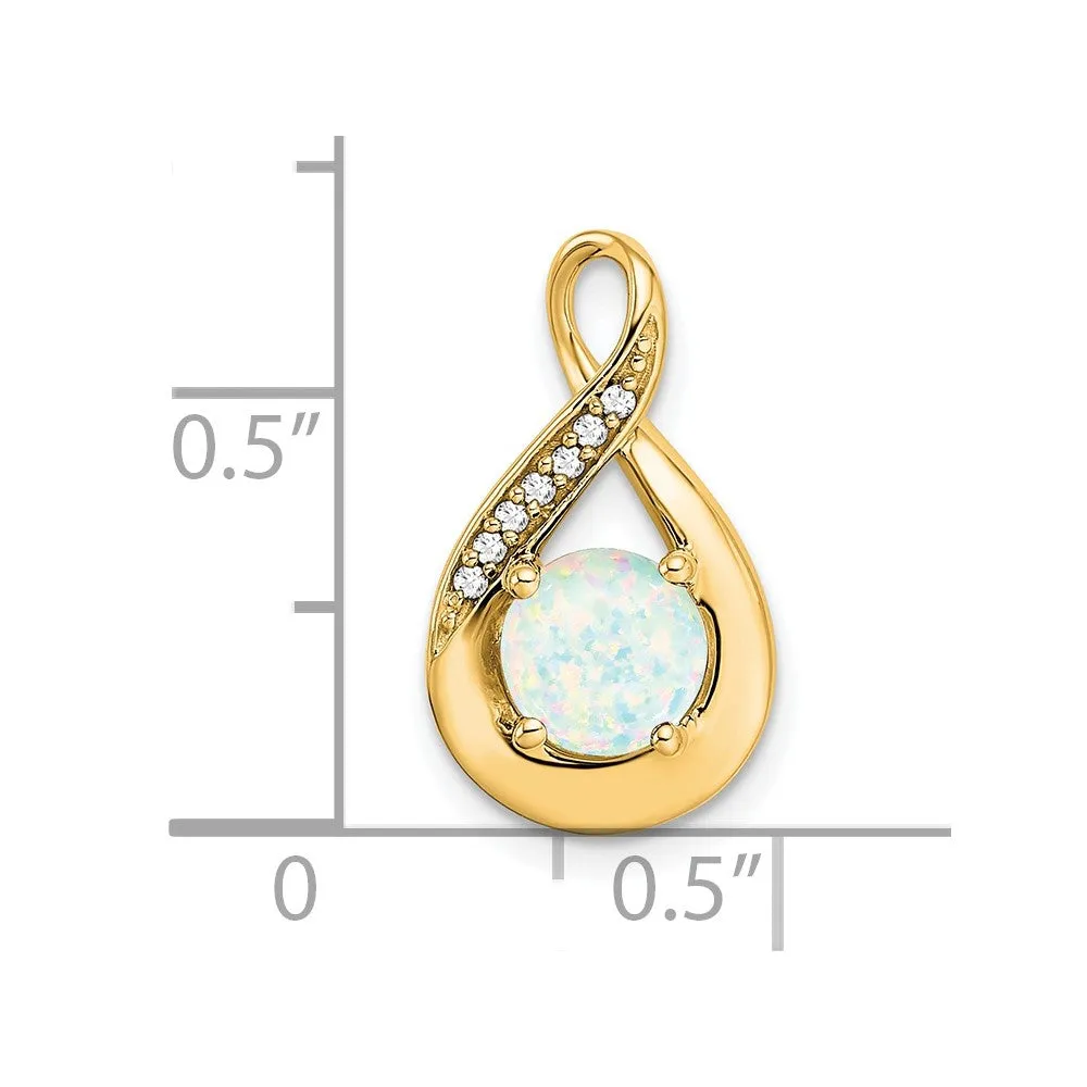14k Created Opal and Diamond Pendant