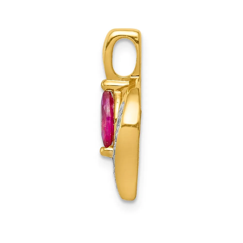 14k Diamond and Marquise .25 Ruby Pendant