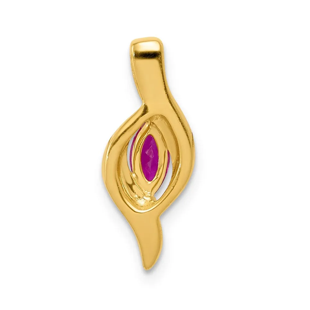 14k Diamond and Marquise .25 Ruby Pendant