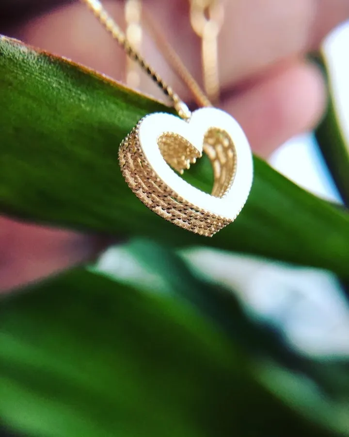 14K Heart Pendant on Adjustable Chain