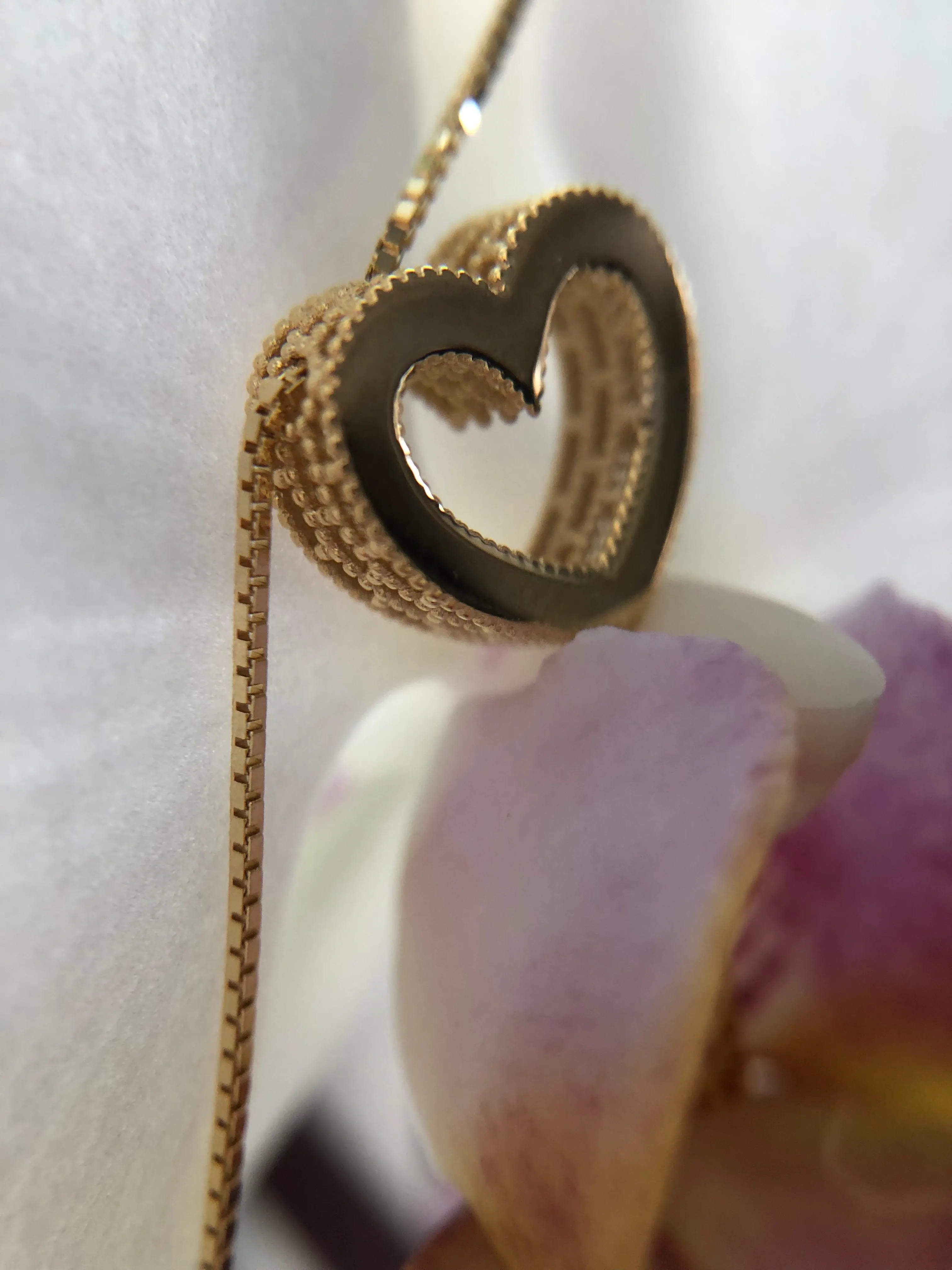 14K Heart Pendant on Adjustable Chain