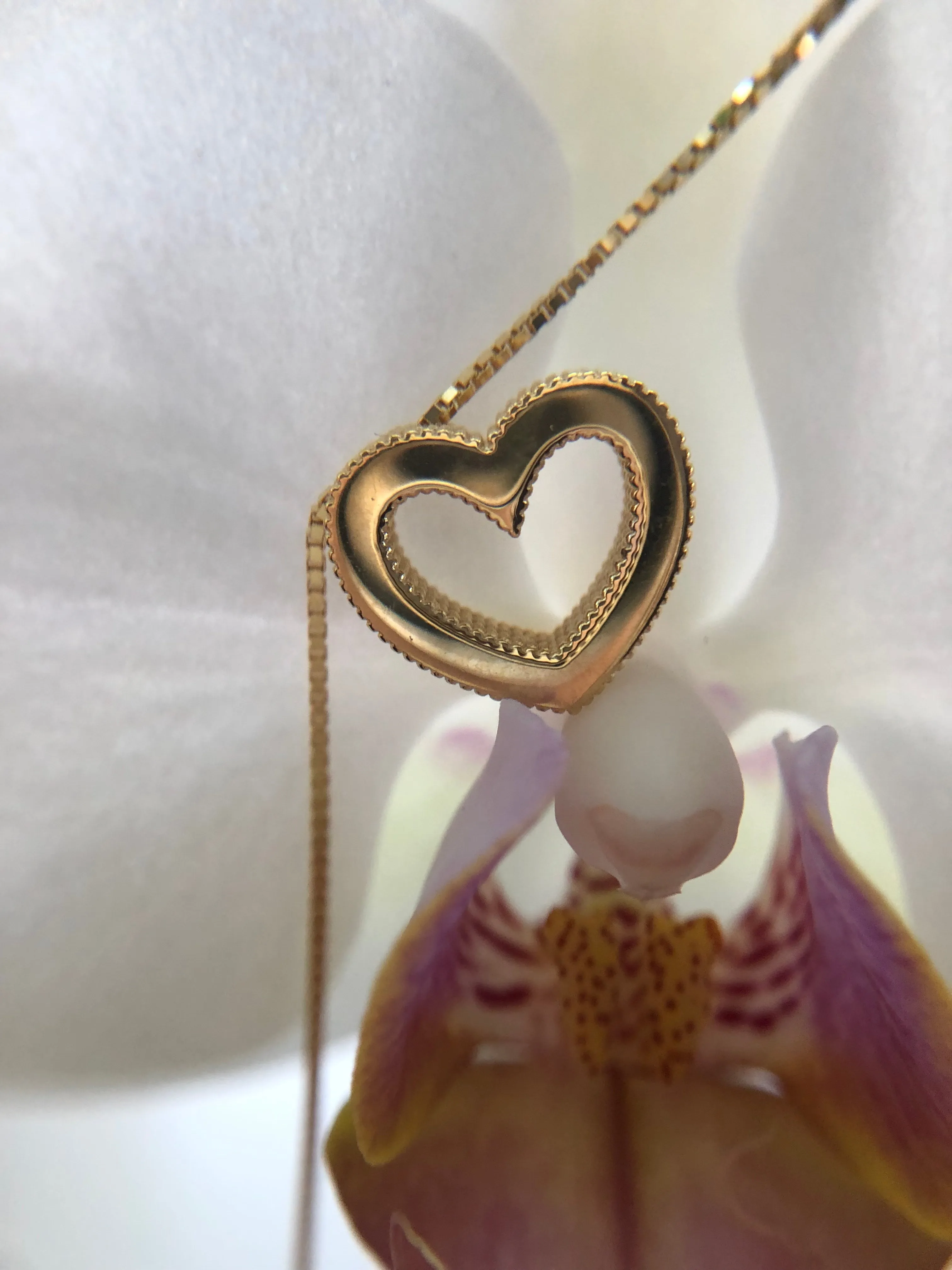 14K Heart Pendant on Adjustable Chain