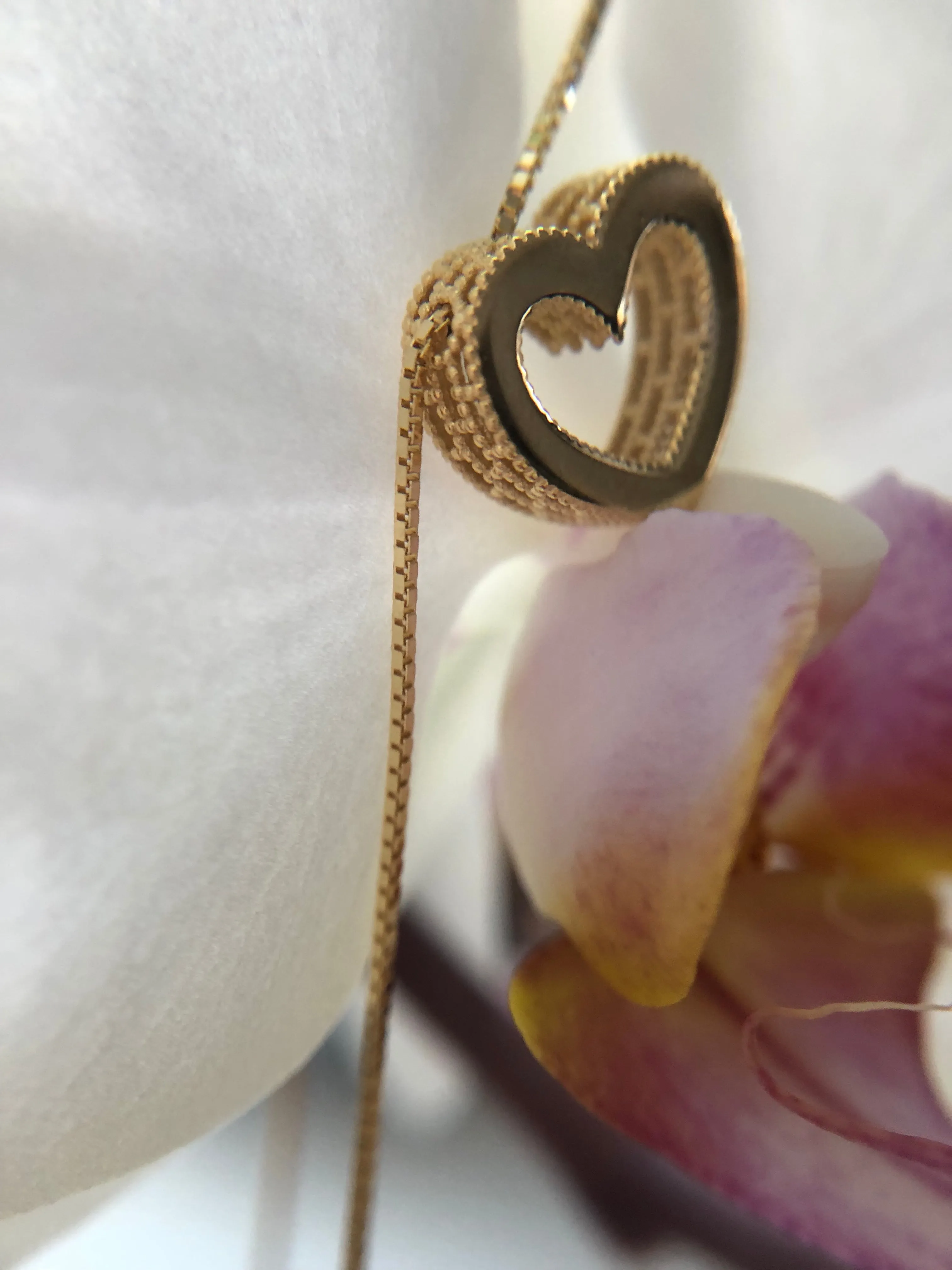 14K Heart Pendant on Adjustable Chain
