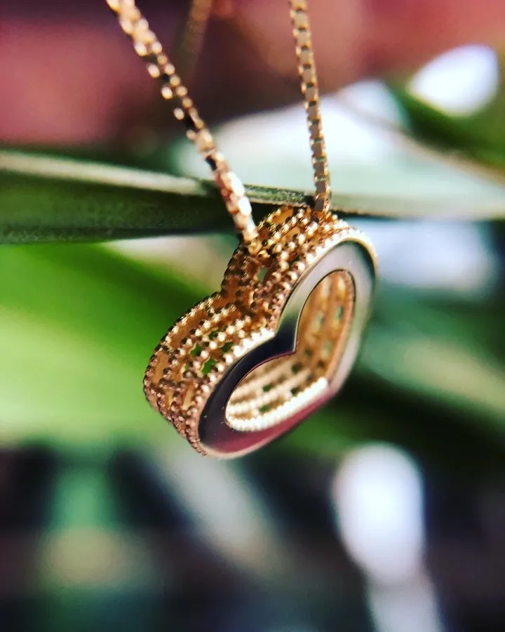 14K Heart Pendant on Adjustable Chain