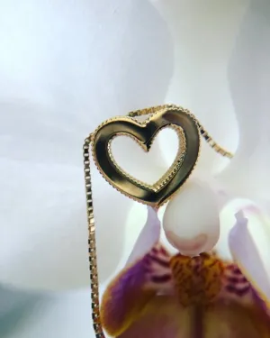 14K Heart Pendant on Adjustable Chain