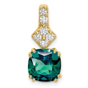 14k Lab Grown Diamond & Created Alexandrite Pendant