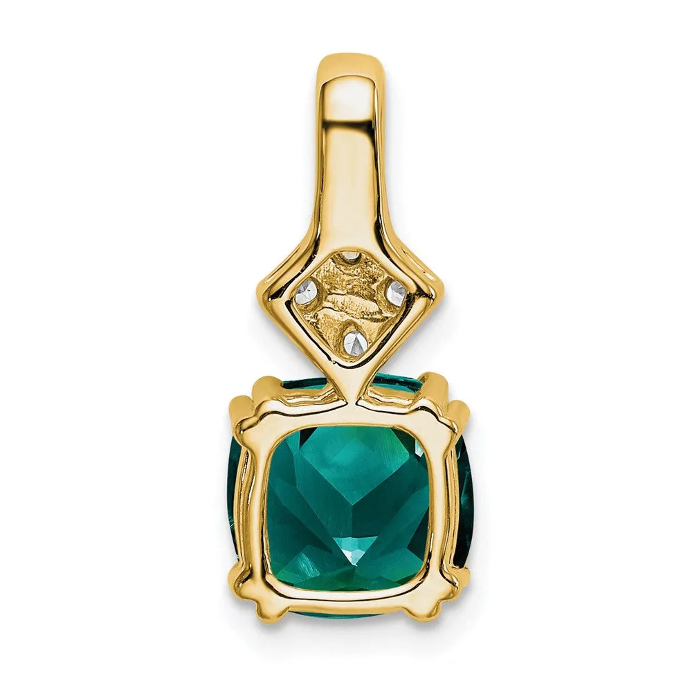 14k Lab Grown Diamond & Created Alexandrite Pendant