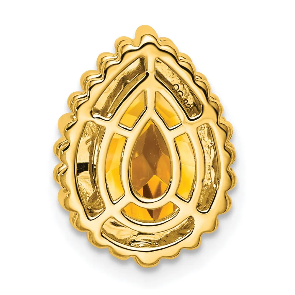 14k Pear Citrine Chain Slide