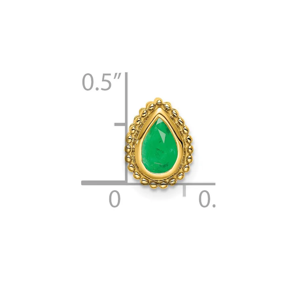 14k Pear Emerald Chain Slide
