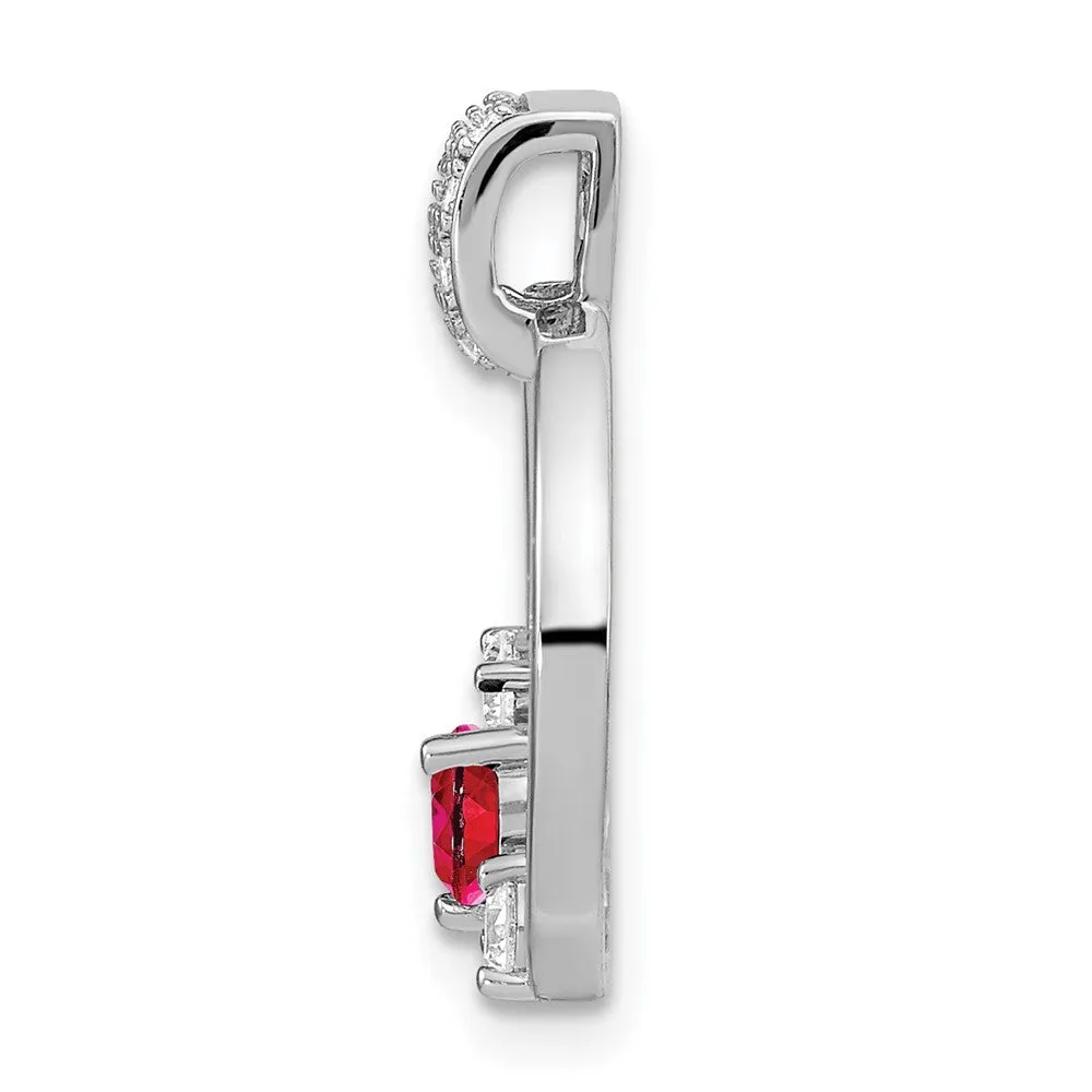 14k White Gold Diamond and Ruby Circle Chain Slide