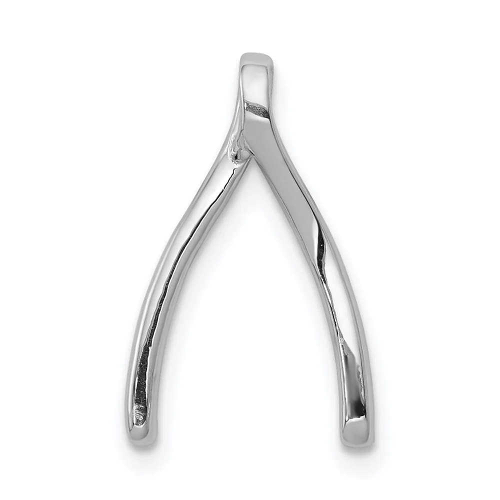 14k White Gold Diamond Wishbone Chain Slide