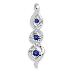14k White Gold Diamond/.26 Sapphire 3-stone Twisted Chain Slide