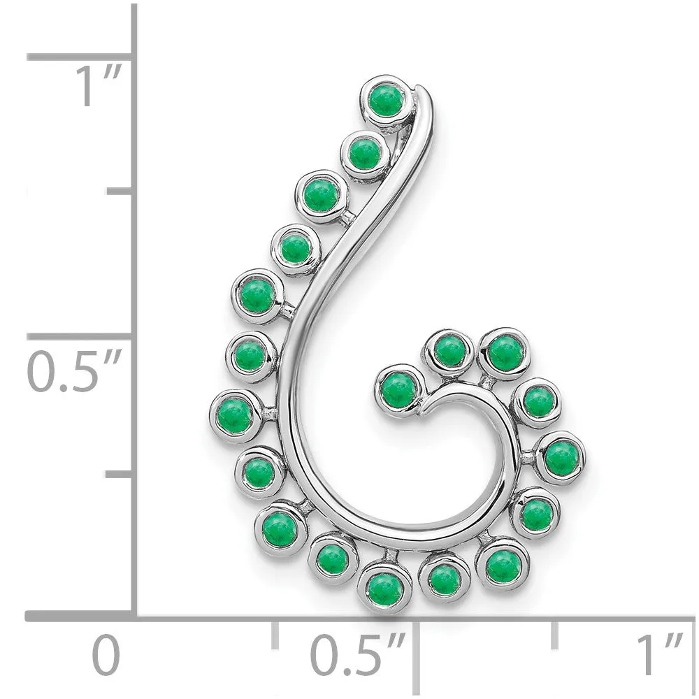 14k White Gold Emerald Swirl Chain Slide