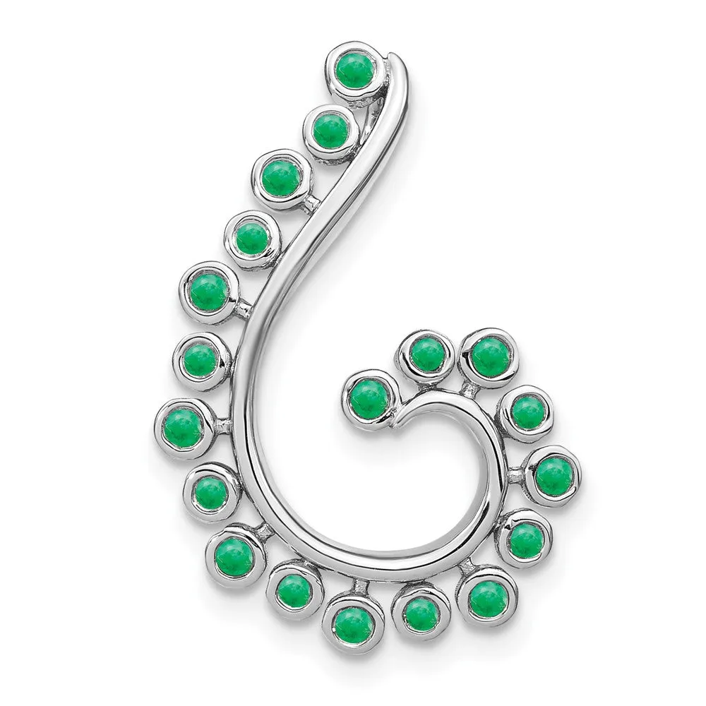 14k White Gold Emerald Swirl Chain Slide