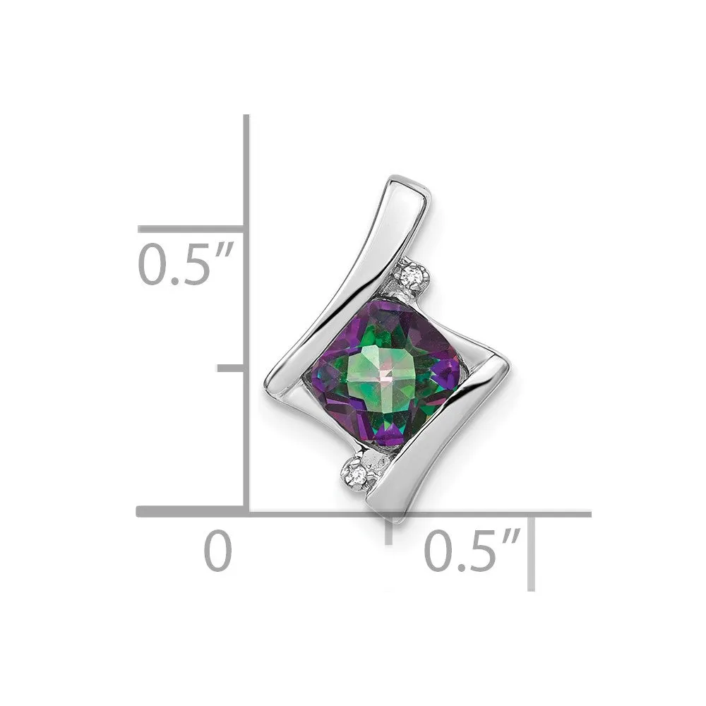 14k White Gold Mystic Fire Topaz and Diamond Pendant