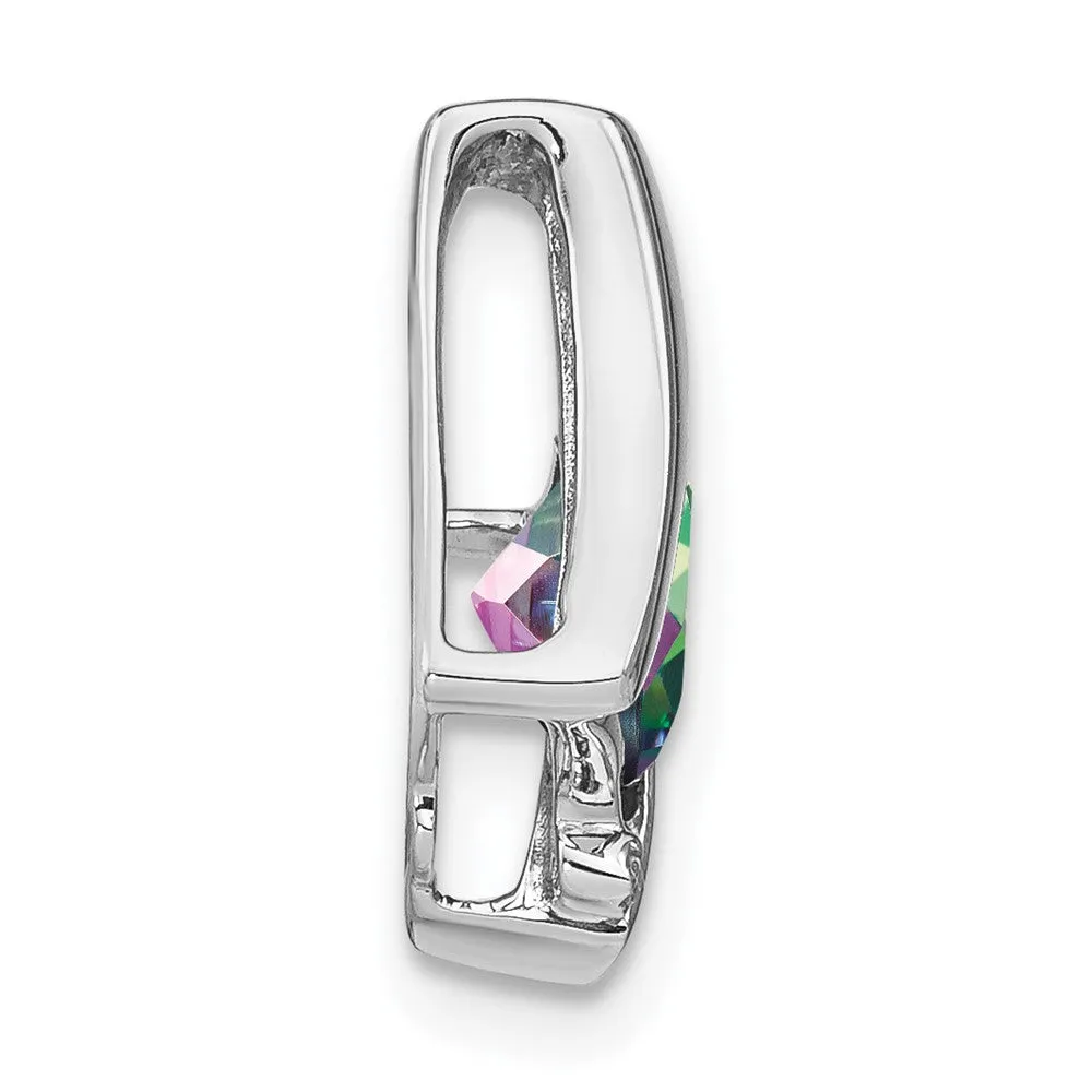 14k White Gold Mystic Fire Topaz and Diamond Pendant