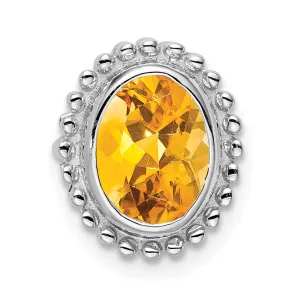 14k White Gold Oval Citrine Chain Slide