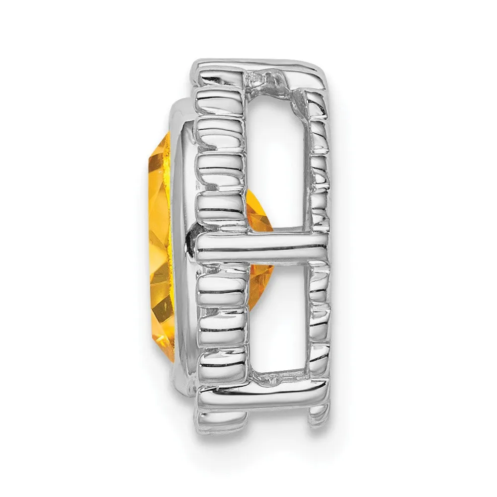 14k White Gold Oval Citrine Chain Slide