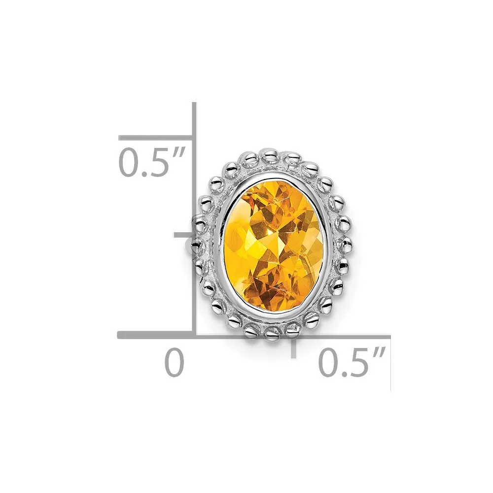 14k White Gold Oval Citrine Chain Slide