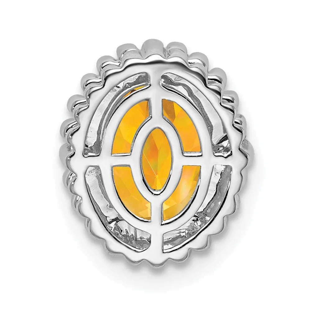 14k White Gold Oval Citrine Chain Slide