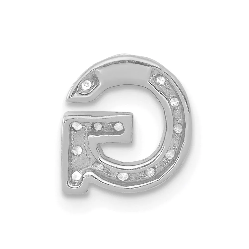 14k White Gold White Gold Diamond Letter G Initial Charm