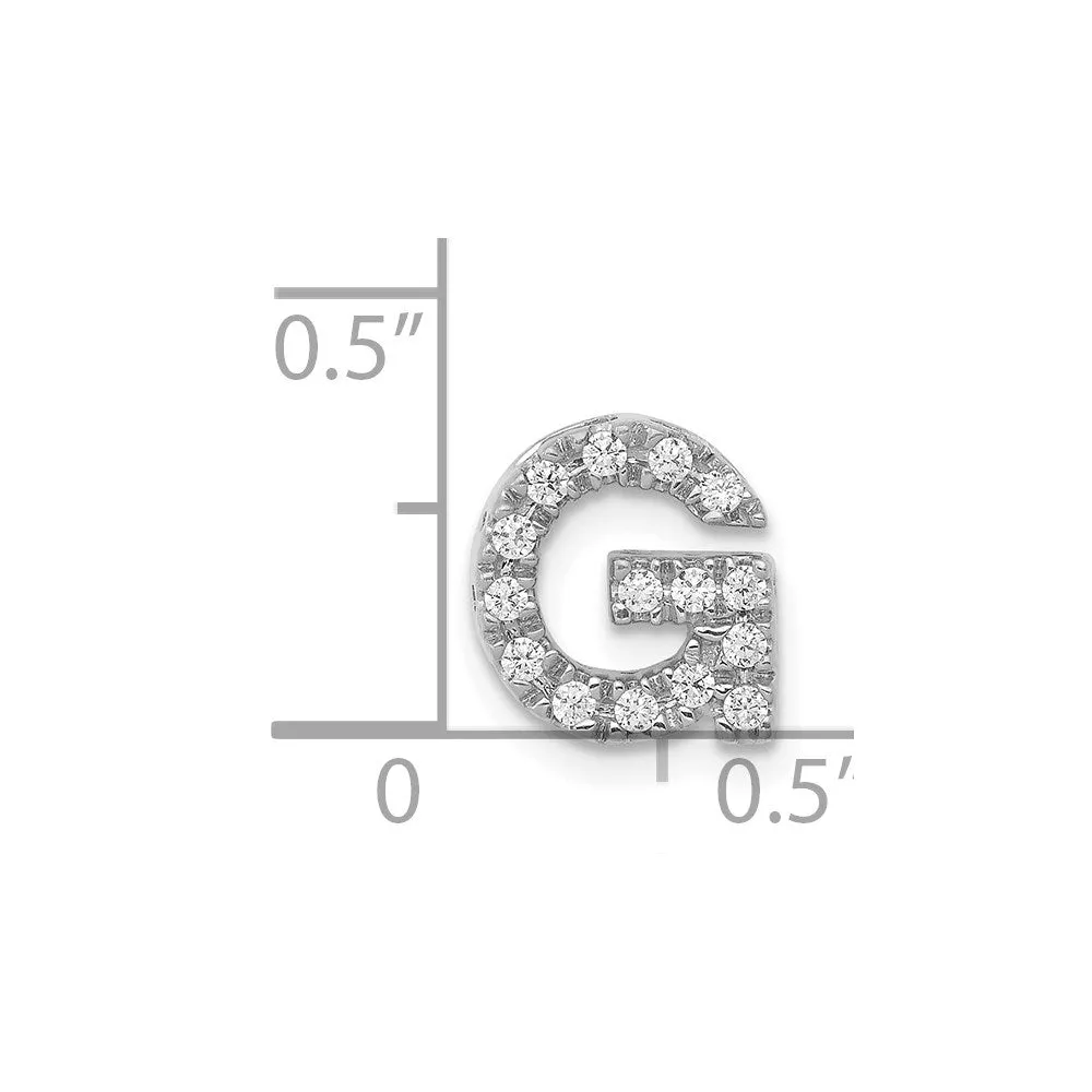 14k White Gold White Gold Diamond Letter G Initial Charm