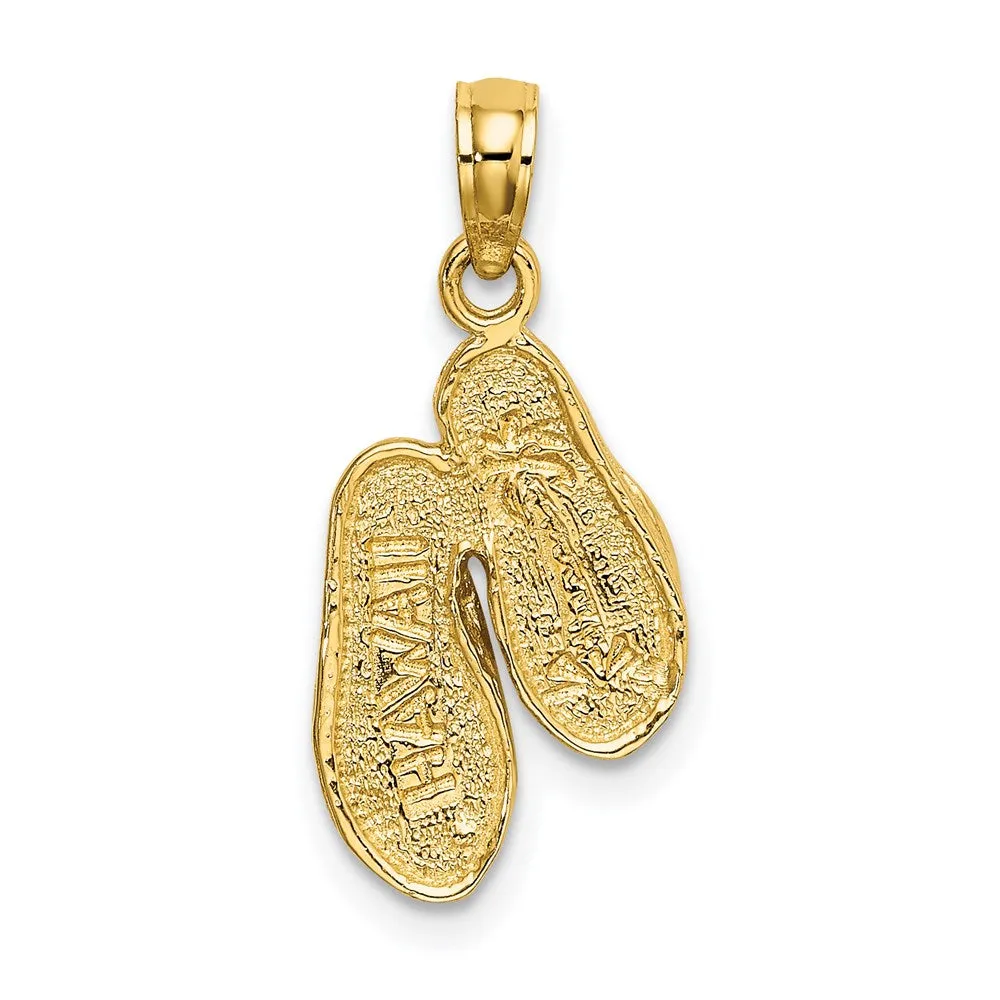 14k w/Rhodium 3D HAWAII Double Flip-Flop Pendant
