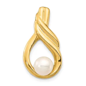 14k Yellow Gold 6-7mm White Button Freshwater Cultured Pearl Pendant Chain Slide