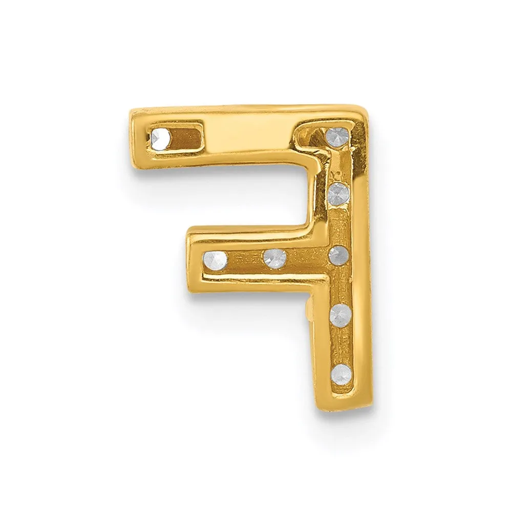 14k Yellow Gold Diamond Letter F Initial Charm