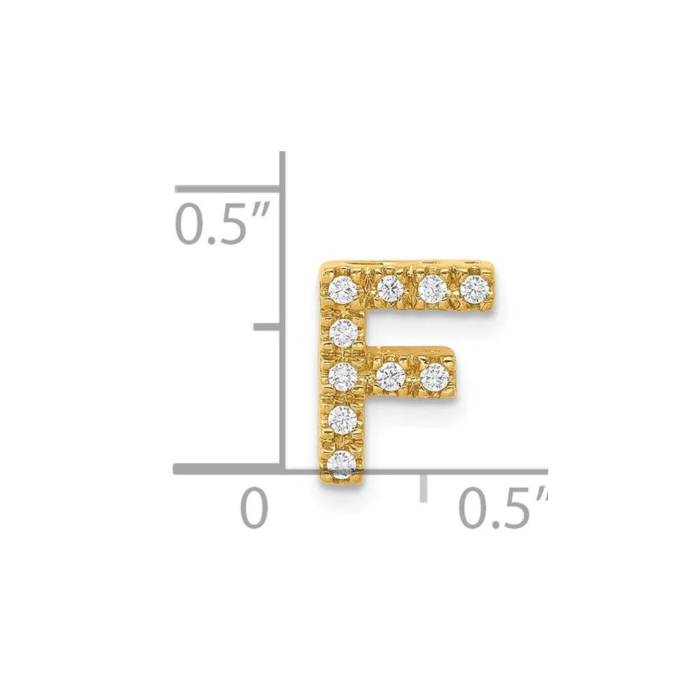 14k Yellow Gold Diamond Letter F Initial Charm