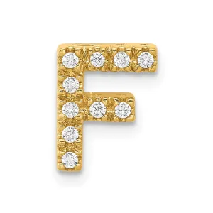 14k Yellow Gold Diamond Letter F Initial Charm