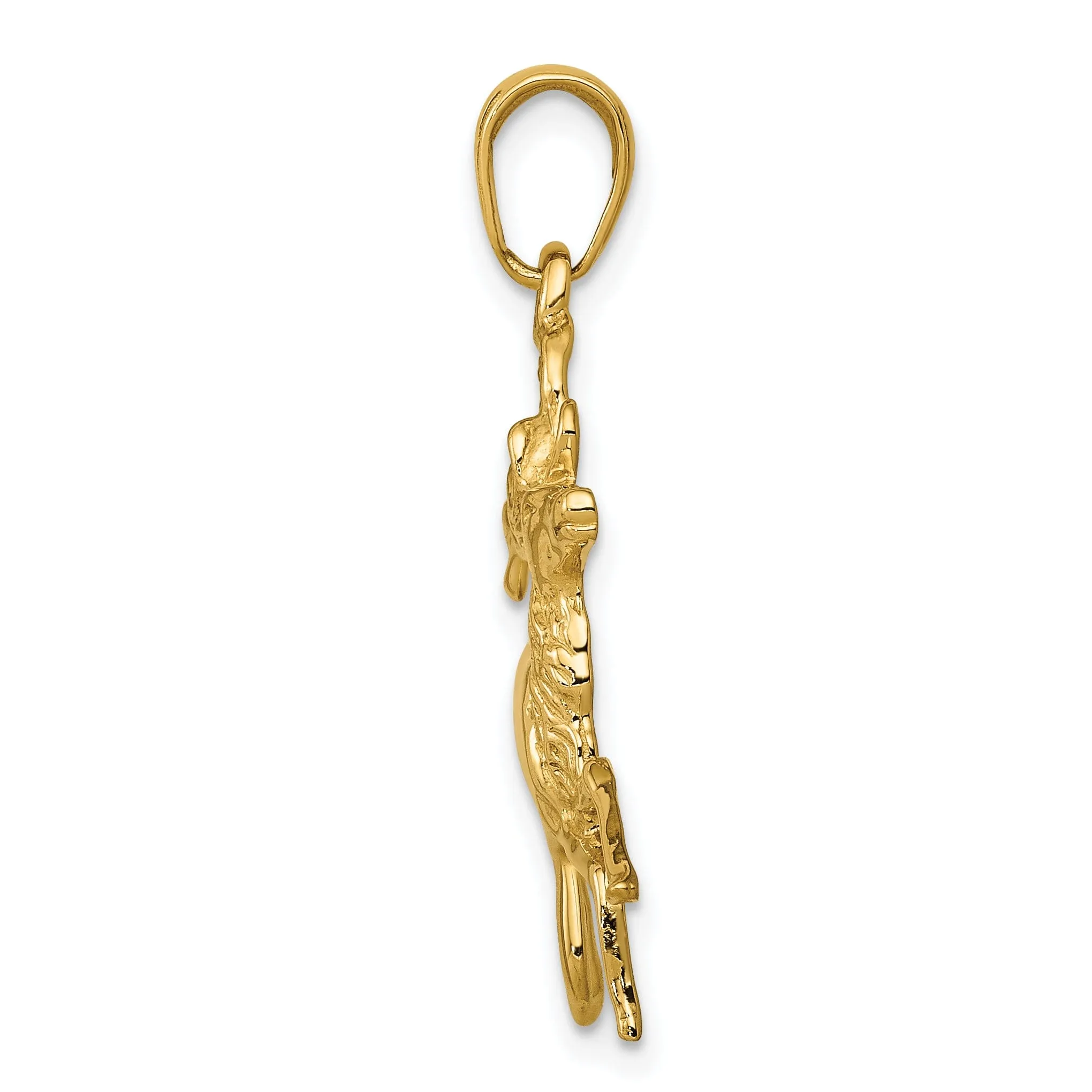 14k Yellow Gold Solid Polished Finish Deer Running Charm Pendant