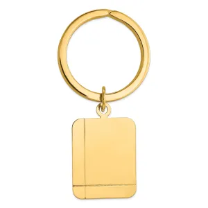 14k Yellow Gold Solid Rectangle Design Key Ring.
