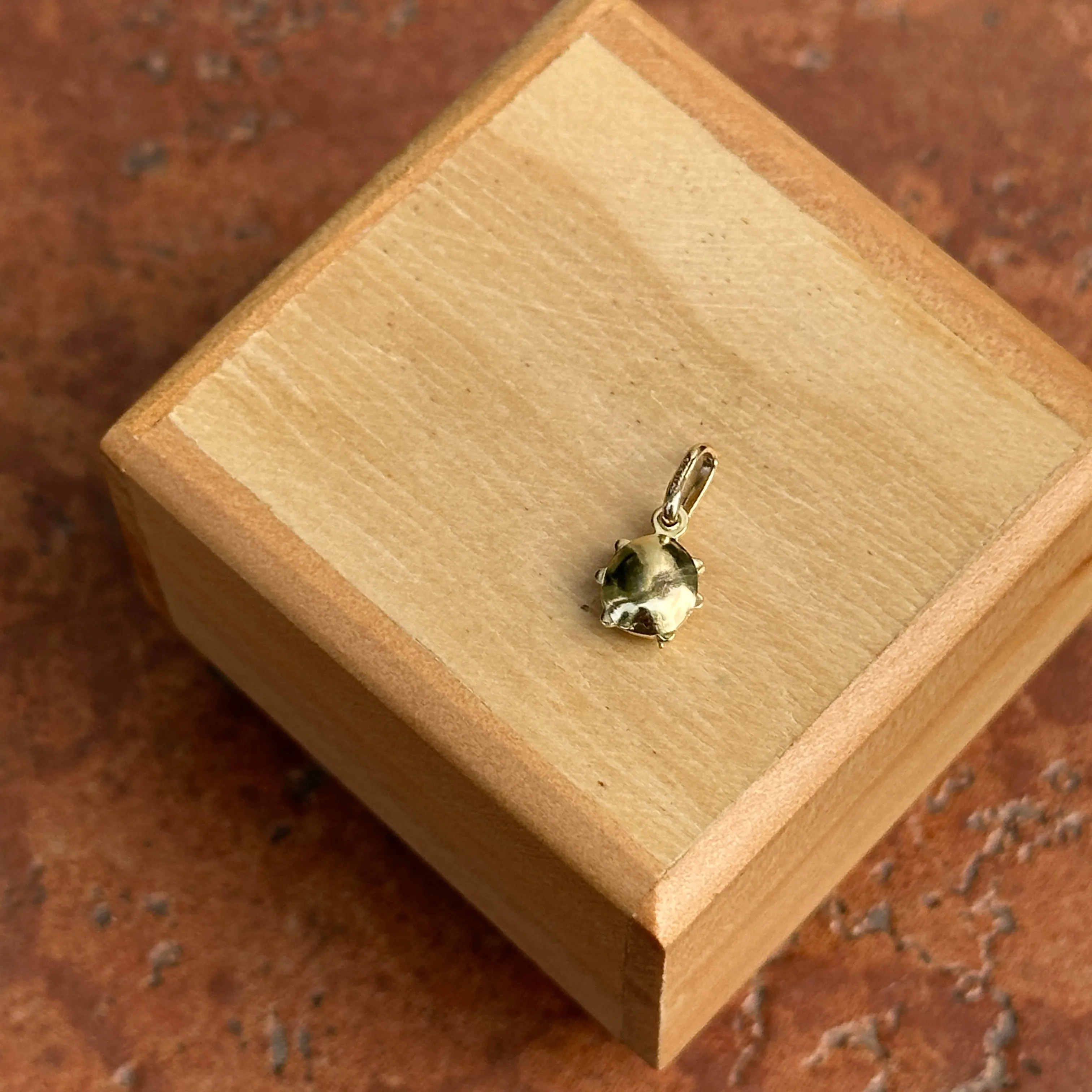 14KT Yellow Gold Mini Blue Ladybug Pendant Charm 7mm
