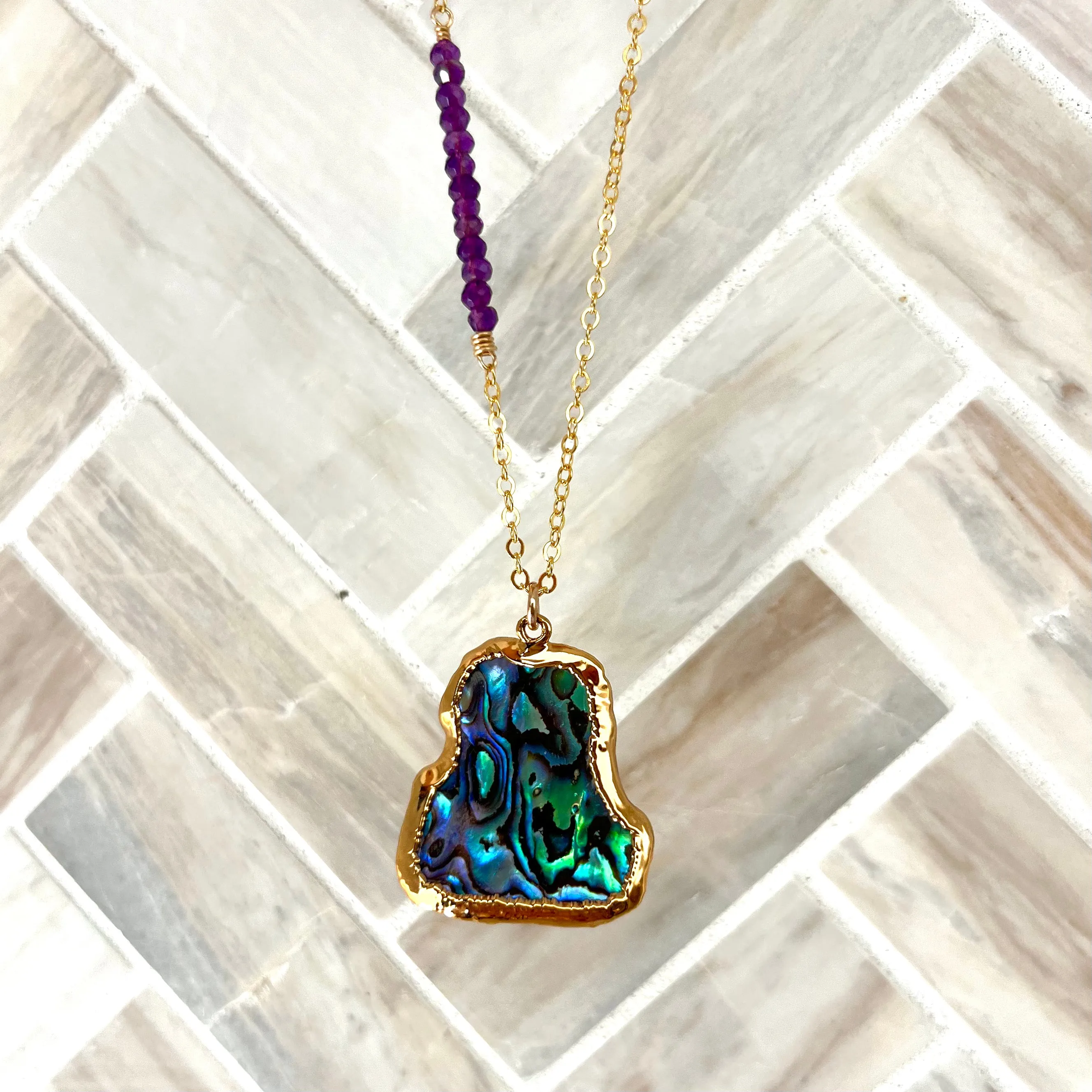 1754 - Abalone and Gemstone Necklace