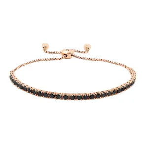 2.90ct Round Black Spinel in 14K Rose Gold Slides Bracelet