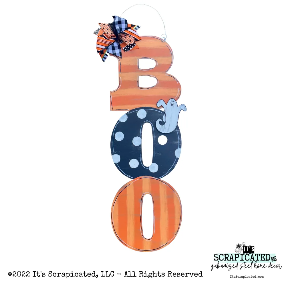 36 Inch Door Hanger BOO Orange & Black w/ 6 Inch Ghost
