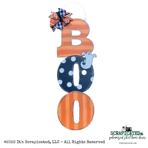 36 Inch Door Hanger BOO Orange & Black w/ 6 Inch Ghost