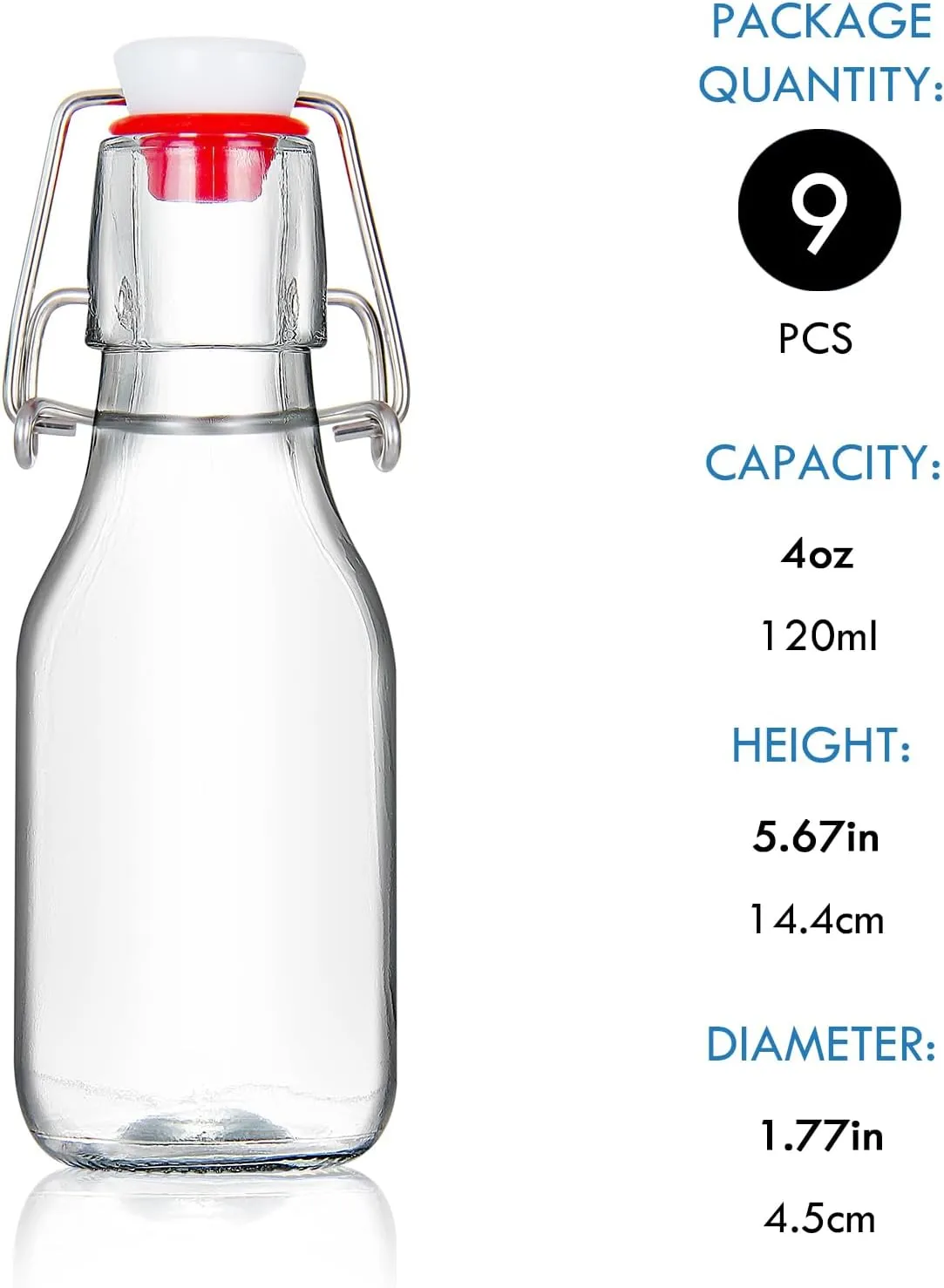 4oz Swing Top Glass BottlesSmall Flip Top Glass bottles with airtight Caps