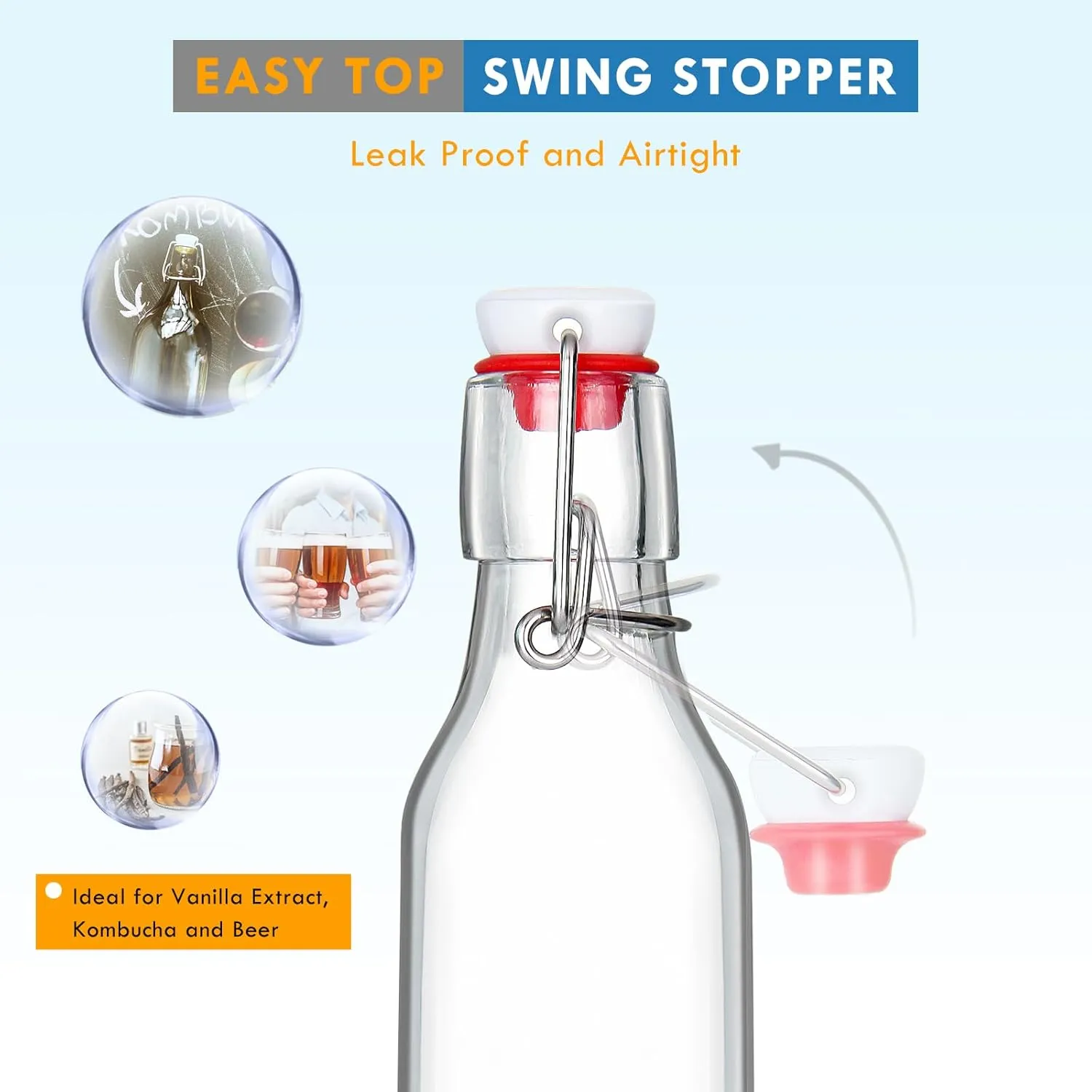 4oz Swing Top Glass BottlesSmall Flip Top Glass bottles with airtight Caps