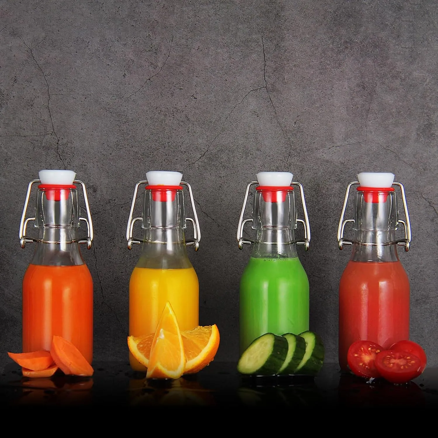 4oz Swing Top Glass BottlesSmall Flip Top Glass bottles with airtight Caps