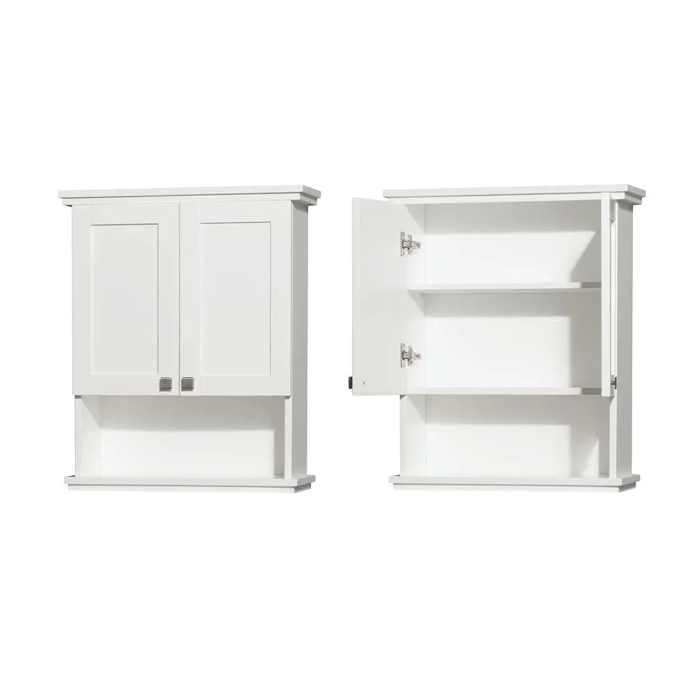 Acclaim Solid Oak Bathroom Wall-Mounted Storage Cabinet in White