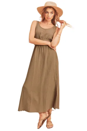 Aemi   Co Side Slit Round Neck Sleeveless Tank Dress