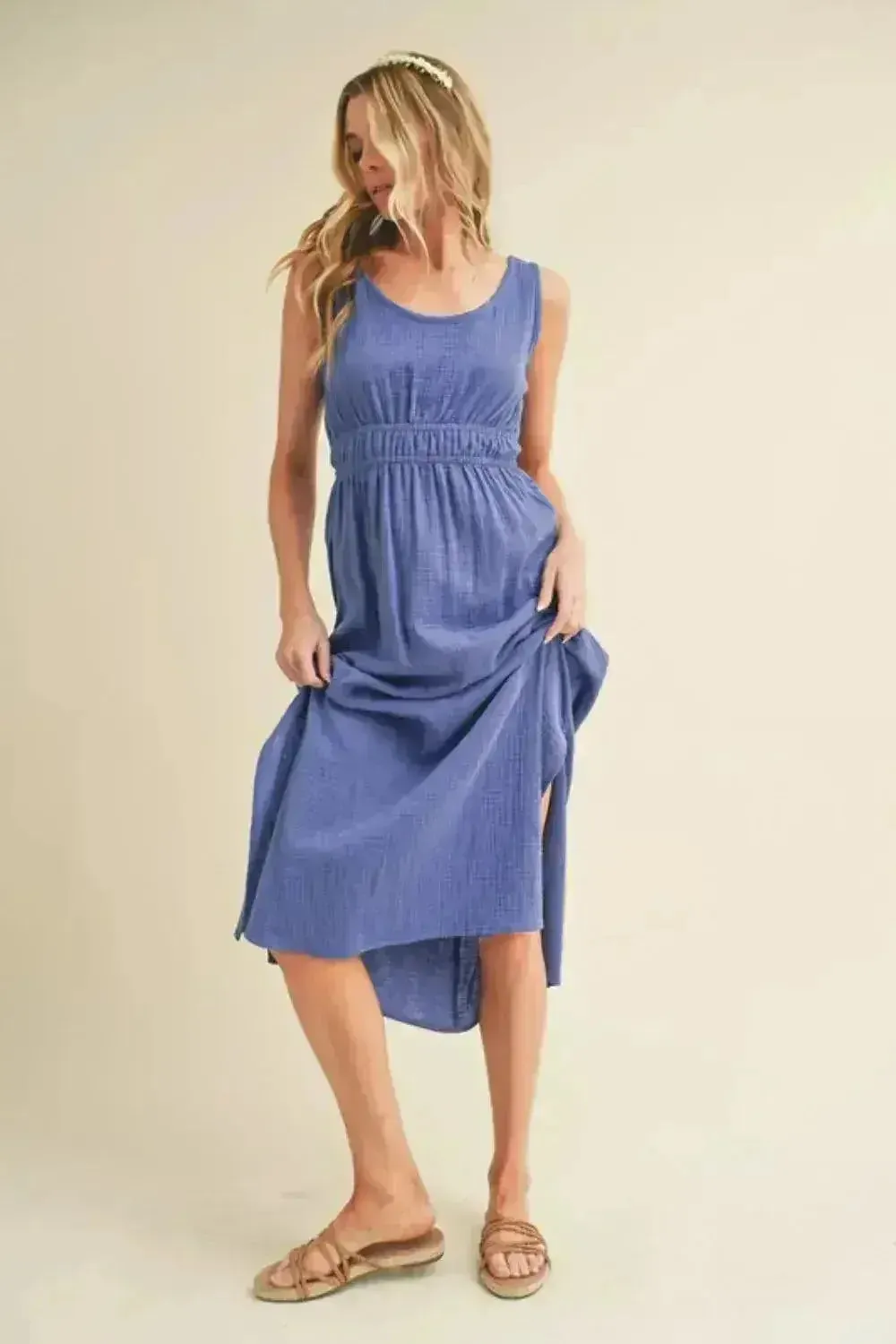Aemi   Co Side Slit Round Neck Sleeveless Tank Dress