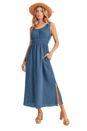 Aemi   Co Side Slit Round Neck Sleeveless Tank Dress