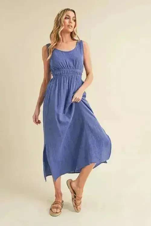 Aemi   Co Side Slit Round Neck Sleeveless Tank Dress