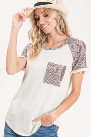 ALL ABOUT SNAKESKIN RUFFLED TOP