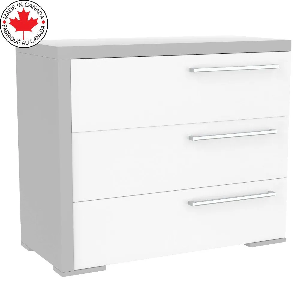 Alpine 3-drawer desk, Light Grey and White
